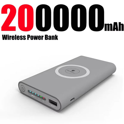 200000Mah Power Bank Two-Way Wireless Fast Charging Powerbank Portable Charger Type-C External Battery for Samsung Iphone Xiaomi