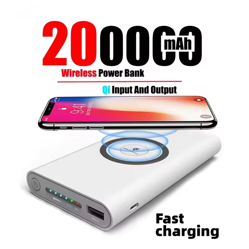 200000Mah Power Bank Two-Way Wireless Fast Charging Powerbank Portable Charger Type-C External Battery for Samsung Iphone Xiaomi