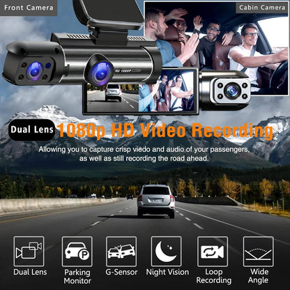 Dual Lens Car DVR FHD 1920*1080P Dash Camera Cabin Dashcam Vehicle Video Dash Cam Drive Recorder Interior Mini Dvrs Black Box